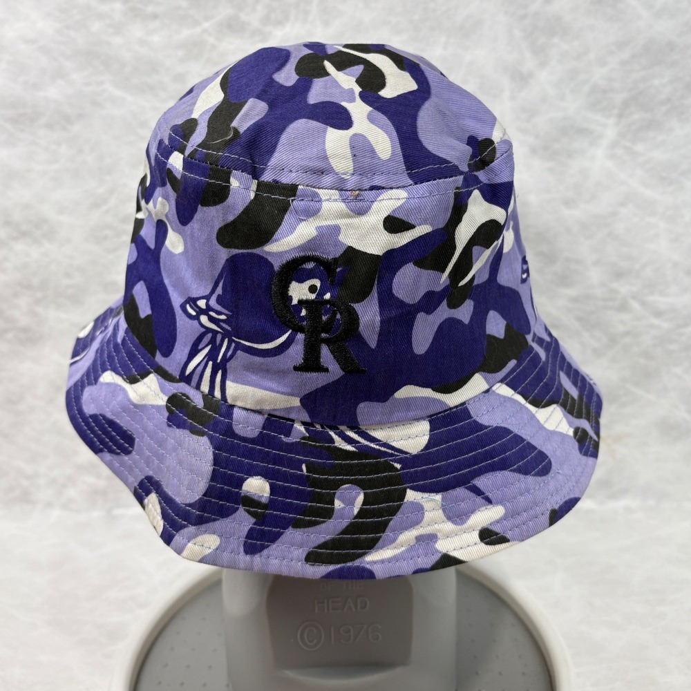 Colorado Rockies MLB Purple Camo Bucket Hat 100% Cotton Lightweight CR Logo